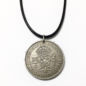 Vintage Silver Coin Necklace — 1948 Two Shillings—King George VI